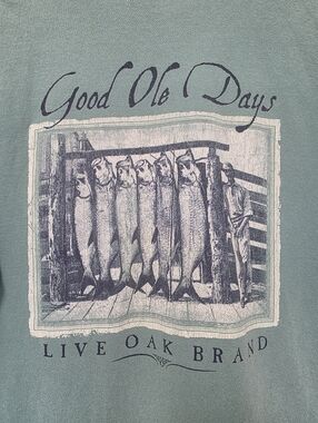 Live Oak Brand Mens T Shirt Good Ole Days Size 2x Green Fisherman Fishing Hunt